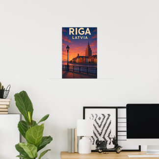 Affiche de voyage vintage Riga Lettonie