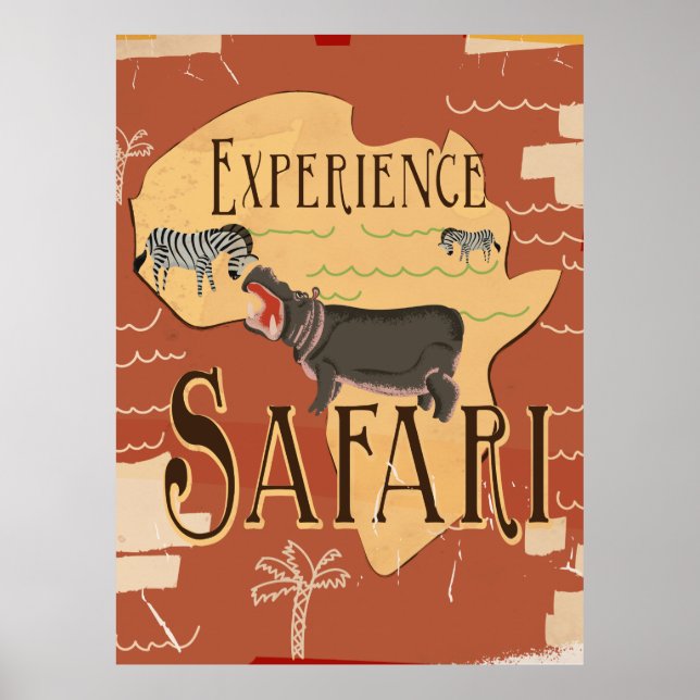 Affiche de voyage vintage Safari africain (Devant)