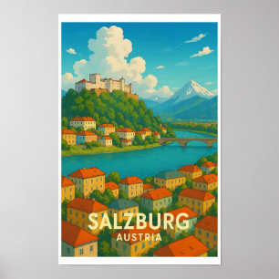 Affiche de voyage vintage Salzbourg Autriche