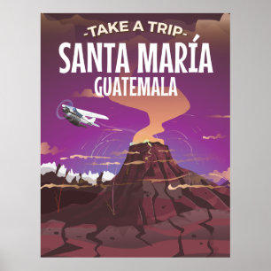 Affiche de voyage vintage Santa María Guatemala.