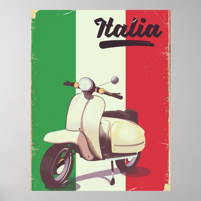 Affiche de voyage vintage scooter Italia (Devant)