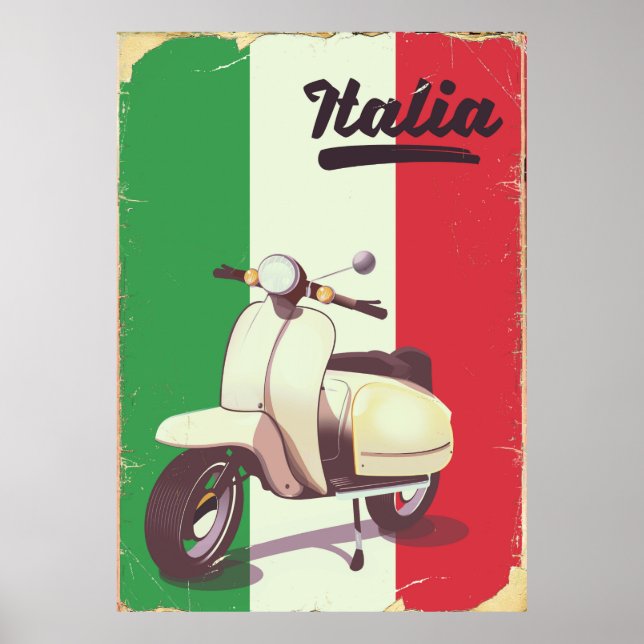 Affiche de voyage vintage scooter Italia (Devant)