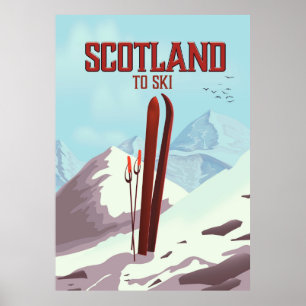 Affiche de voyage vintage Scotland To Ski