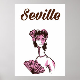 Affiche de voyage vintage Séville Espagne