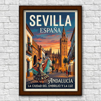 Affiche de voyage vintage Séville, Espagne des ann