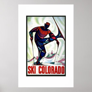 Affiche de voyage vintage Ski Colorado