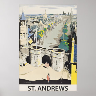 Affiche de voyage vintage St Andrews Écosse Histor