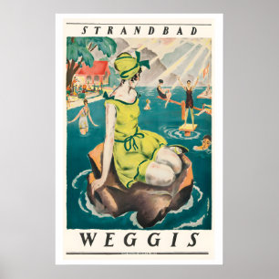Affiche de voyage vintage Strandbad Weggis