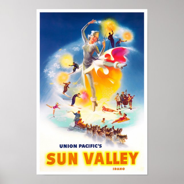 affiche de voyage vintage Sun Valley (Devant)
