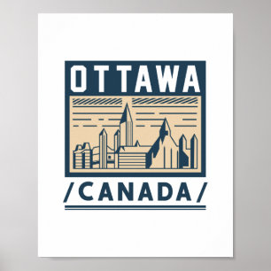 Affiche de voyage vintage sur la skyline urbaine d