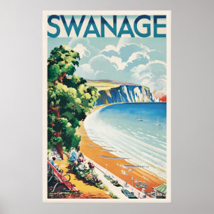 Affiche de voyage vintage Swanage Britain Art pers