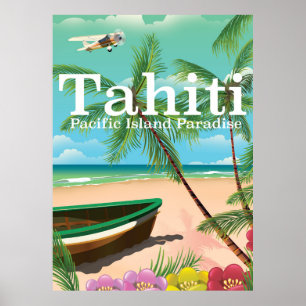 Affiche de voyage vintage Tahiti