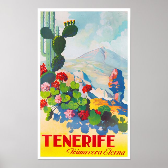 Affiche de voyage vintage Tenerife Espagne (Devant)