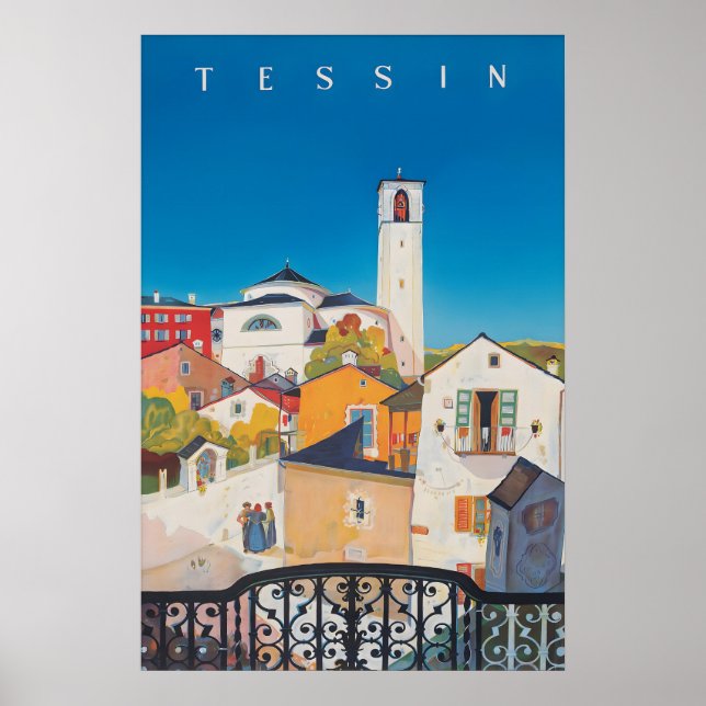 Affiche de voyage vintage Tessin Suisse (Devant)
