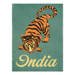 Affiche de voyage vintage Tigre d'Inde