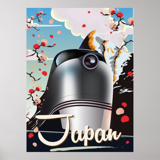 Affiche de voyage vintage Train Japon. (Devant)