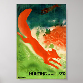 Affiche de voyage vintage URSS Chasse Rétablie
