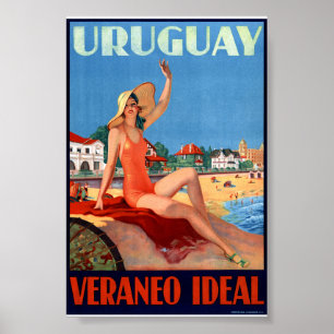 Affiche de voyage vintage Uruguay Veraneo Ideal
