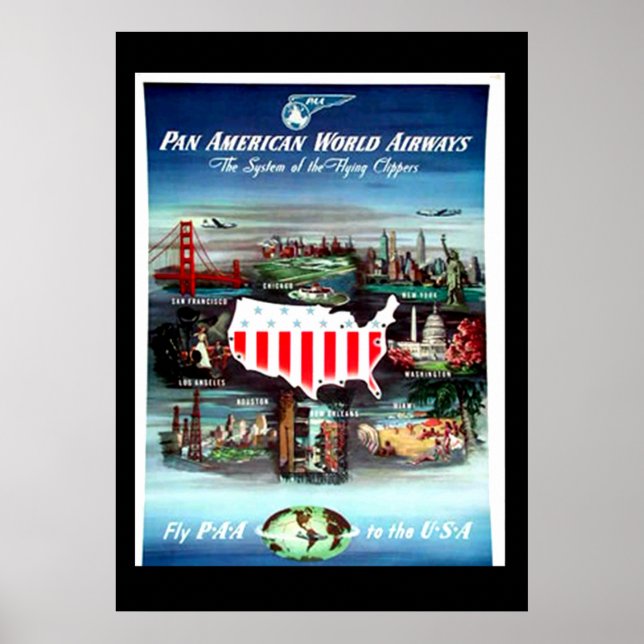 Affiche de voyage vintage USA (Devant)