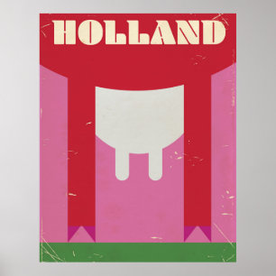 Affiche de voyage vintage vache laitière Hollande