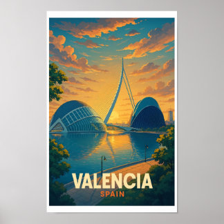 Affiche de voyage vintage Valence Espagne - Ville