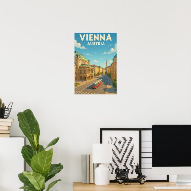 Affiche de voyage vintage Vienne Autriche (Bureau à domicile)