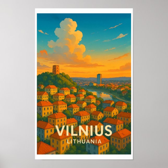 Affiche de voyage vintage Vilnius Lituanie (Devant)