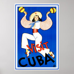 Affiche de voyage vintage, Visitez La Havane Cuba,