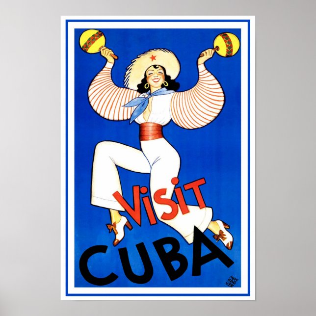 Affiche de voyage vintage, Visitez La Havane Cuba, (Devant)