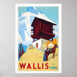 Affiche de voyage vintage Wallis Suisse