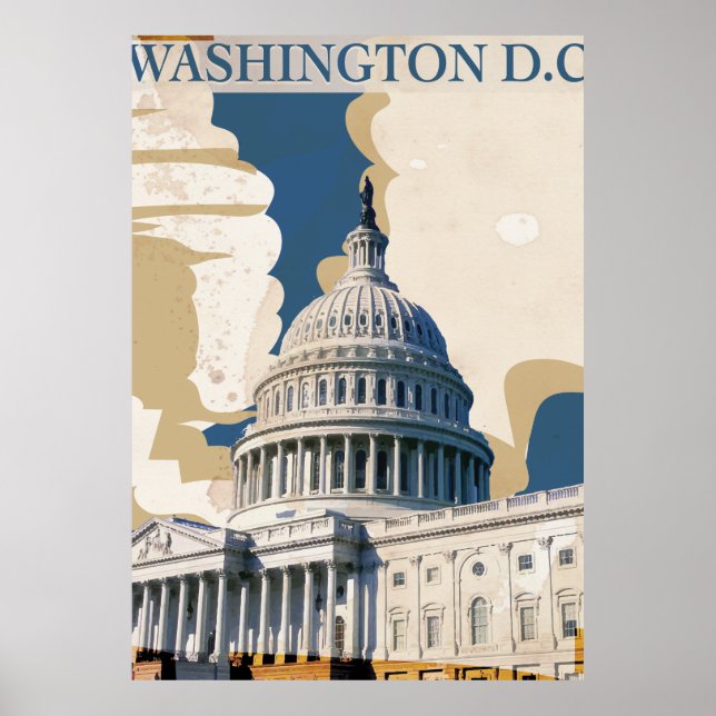Affiche de voyage vintage Washington D.C (Devant)