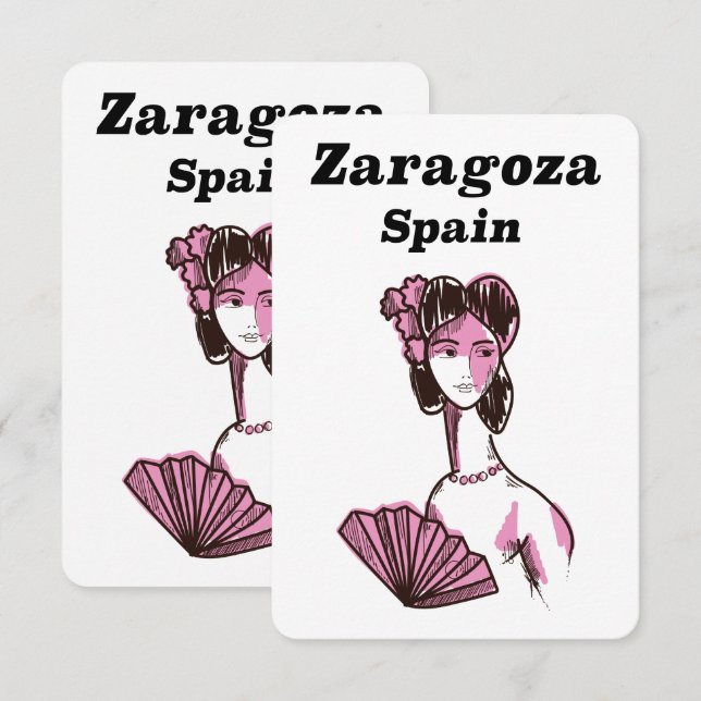 Affiche de voyage vintage Zaragoza Espagne (Devant / Derrière)
