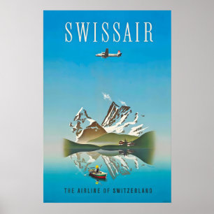 Affiche de voyage vintage Zurich Genève Suisse