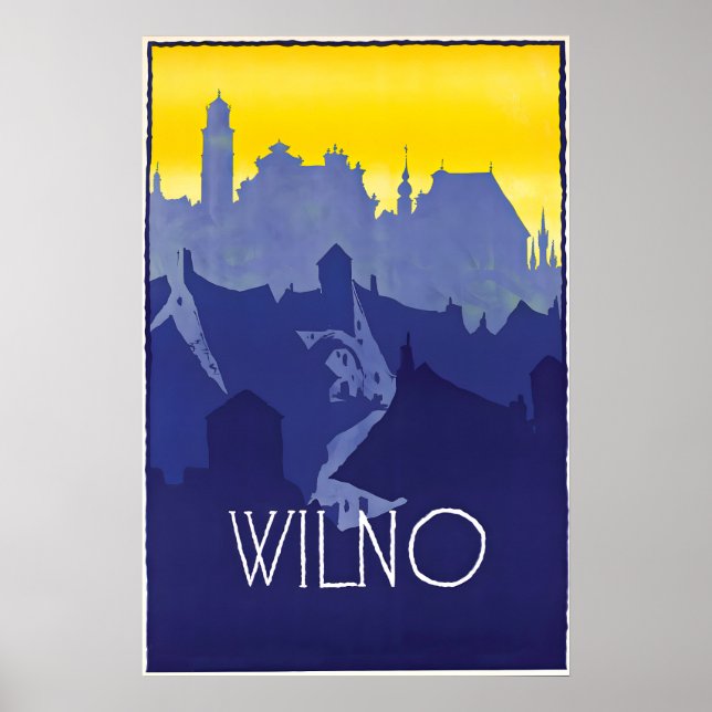 Affiche de voyage Wilno Pologne Impression d'art m (Devant)