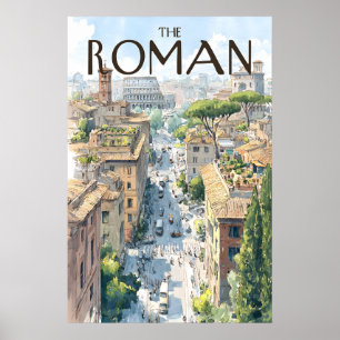 Affiche de vue de rue de la ville de Rome Colisée