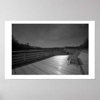 Affiche de vue de terrasse sur un paysage aquatiqu