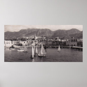 AFFICHE DE VUE DU PORT DE KYRENIA NOIR ET BLANC 19