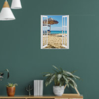 Affiche de vue sur la mer et la plage de sable par