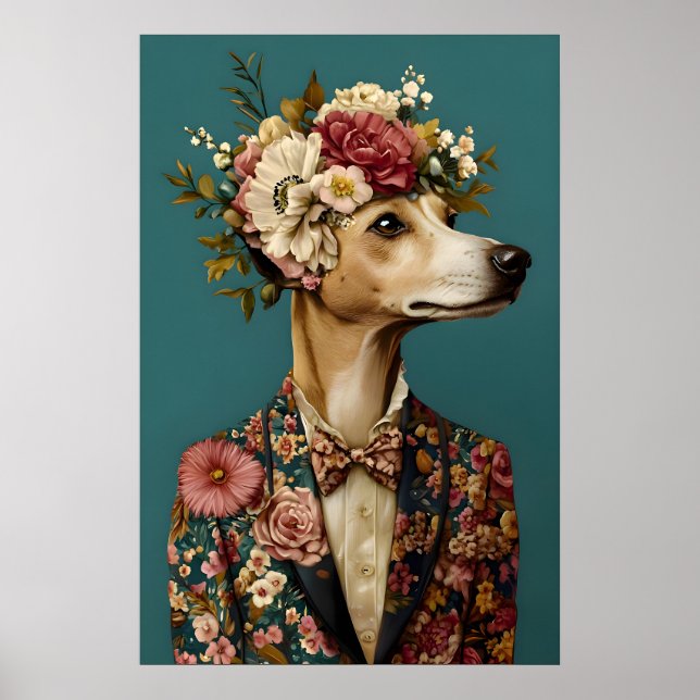 Affiche de Whippet en costume, Portrait de Whippet (Devant)