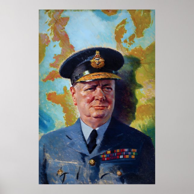Affiche de Winston Churchill en uniforme de la RAF (Devant)