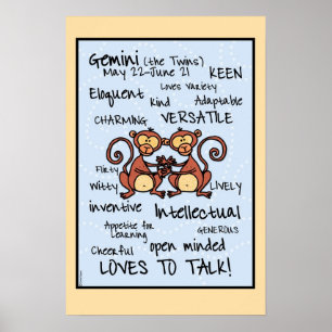 Affiche de wordcloud de Gémeaux