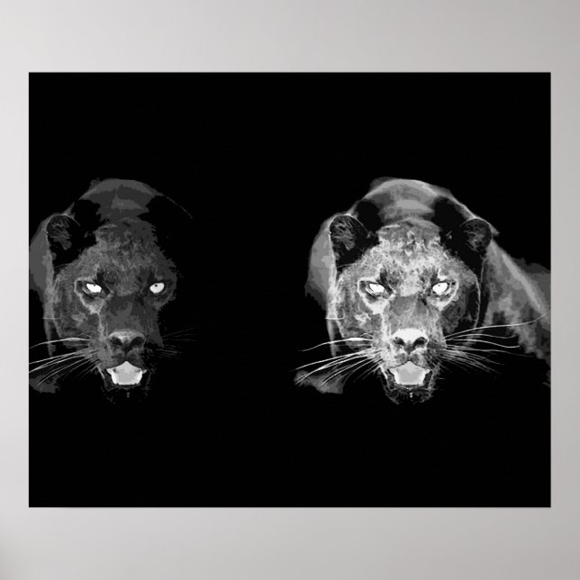 Affiche de Yeux de Chat Jaguar Noir Sauvage (Devant)