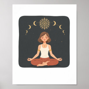 Affiche de yoga méditatif sur les phases lunaires