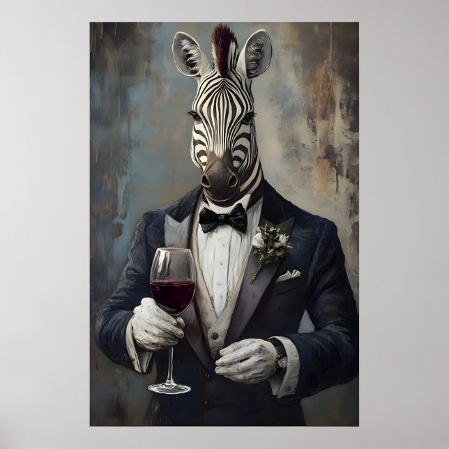 Affiche de zèbre en smoking, Affiche d'animal, Zèb (Devant)
