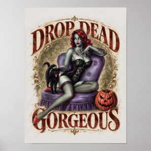 Affiche de zombie pin-up d'horreur incroyablement