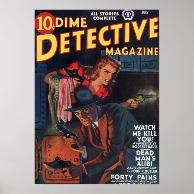 Affiche Dead Man39 ; s Alibi Dime Detective Magazine (Devant)