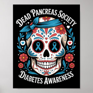 Affiche Dead Pancreas Society Chemise Sugar Skull Diabète 