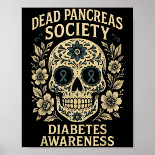 Affiche Dead Pancreas Society - Design de ruban crâne de s