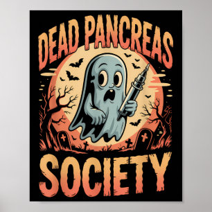 Affiche Dead Pancreas Society Funny Ghost Syringe Diabète