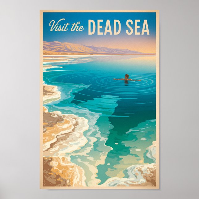 Affiche Dead Sea Illustration Travel Art Vintage (Devant)